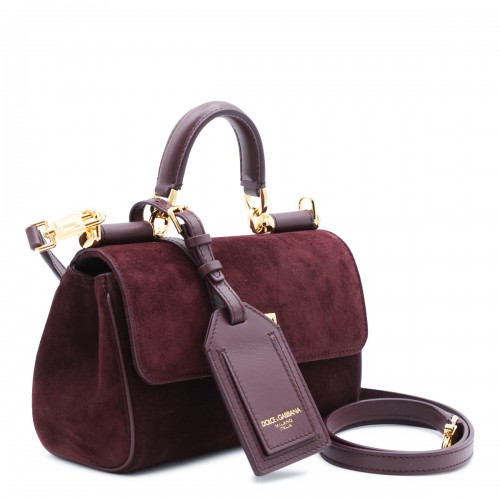 BORDEAUX SUEDE MINI SICILY TOP HANDLE BAG