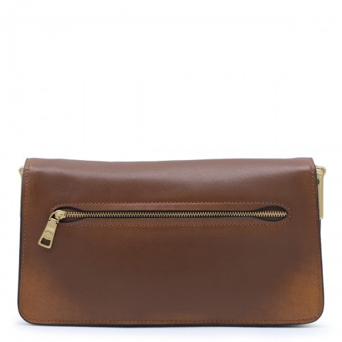 BROWN LEATHER SOFT TABBY SHOULDER BAG