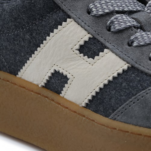 GREY LEATHER SNEAKERS