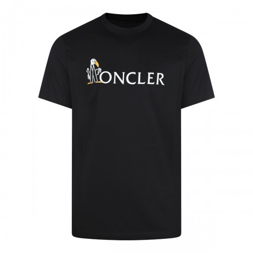 BLACK COTTON BRANDED T-SHIRT