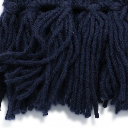 NAVY WOOL BLEND KNITTED SCARF 2