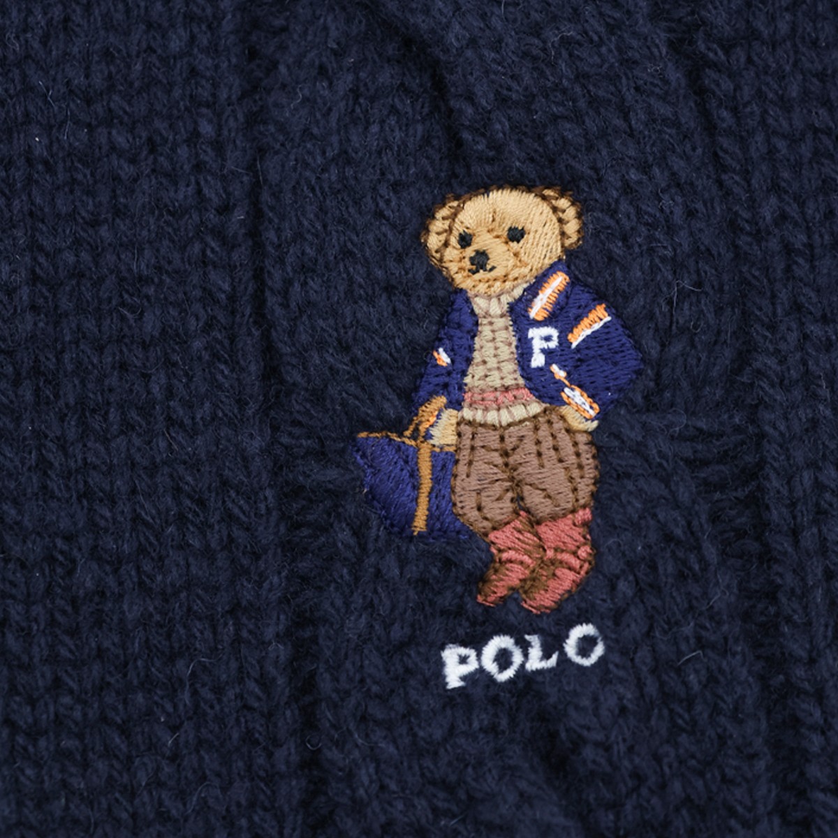 NAVY WOOL BLEND KNITTED SCARF