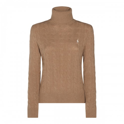 CAMEL WOOL AND CASHMERE BLEND SWEATER