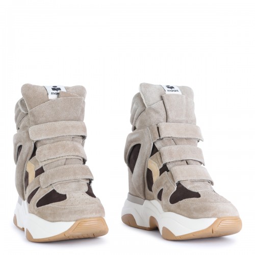 SAND AND BROWN LEATHER SNEAKERS