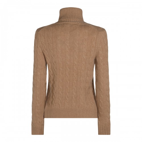 CAMEL WOOL AND CASHMERE BLEND SWEATER