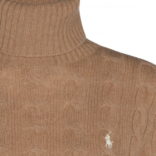 CAMEL WOOL AND CASHMERE BLEND SWEATER