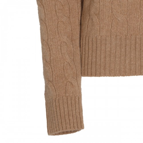 CAMEL WOOL AND CASHMERE BLEND SWEATER