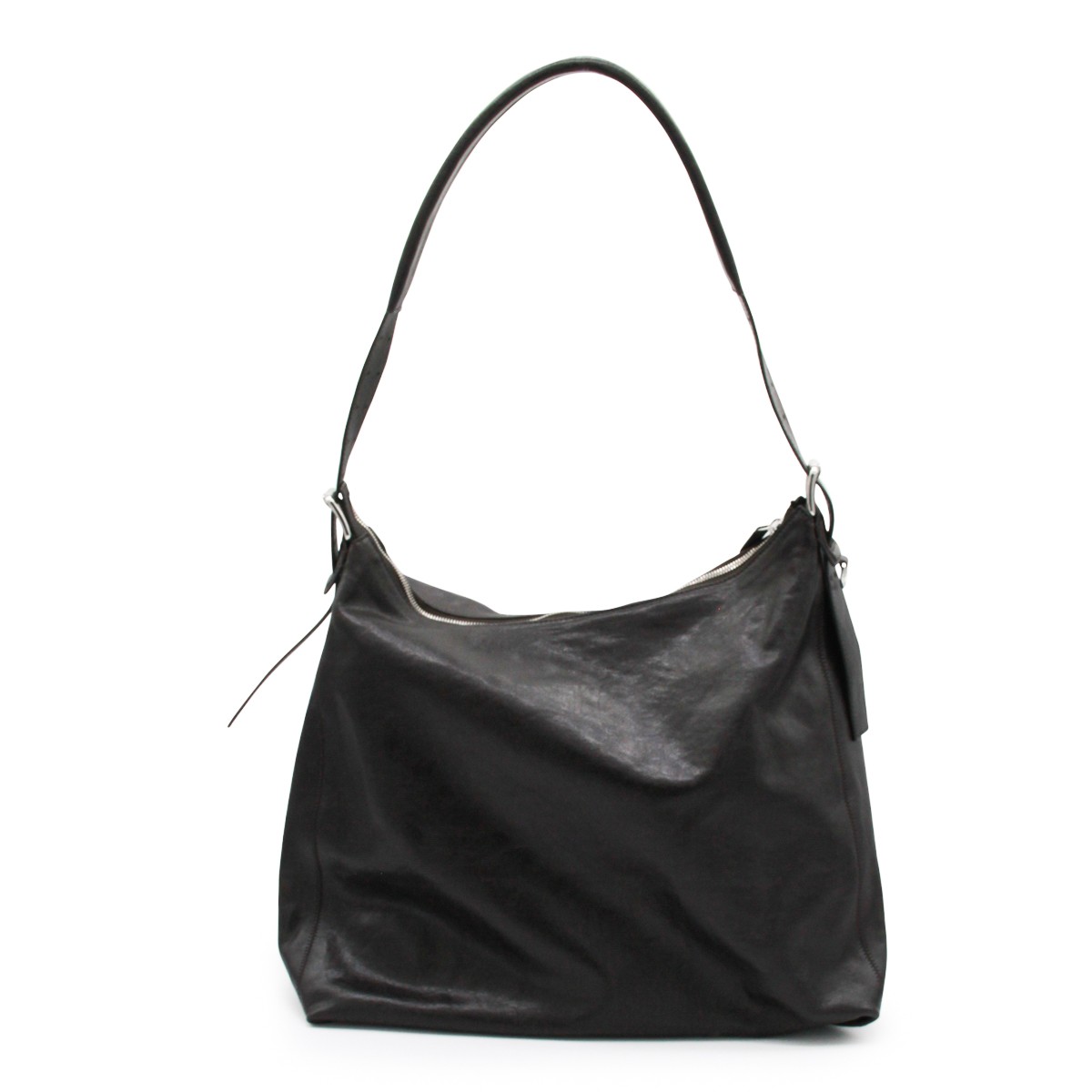 DARK CHOCOLATE LEATHER HOBO SHOULDER BAG