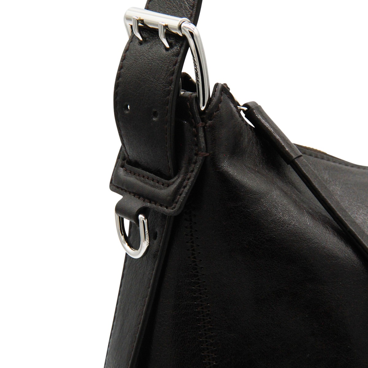 DARK CHOCOLATE LEATHER HOBO SHOULDER BAG