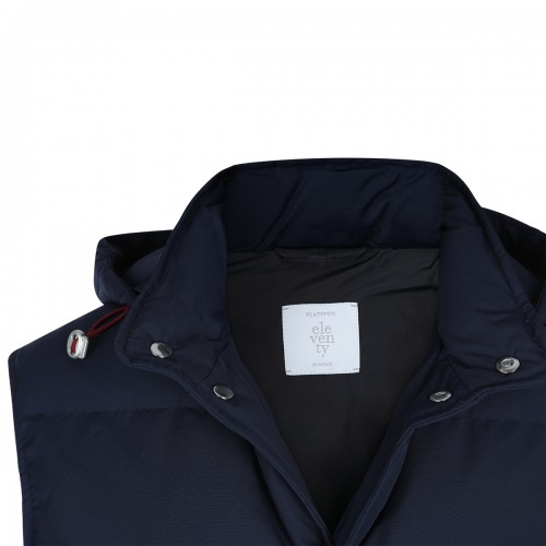 NIGHT BLUE WOOL VEST DOWN JACKET