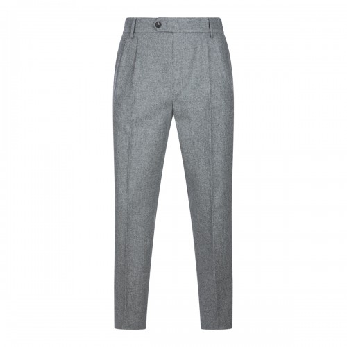 MID GREY WOOL AND COTTON BLEND PANTS