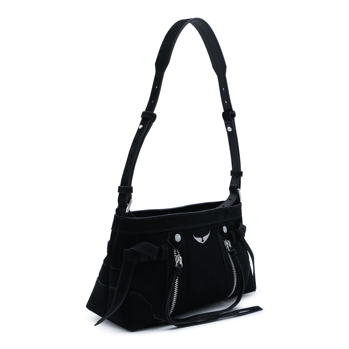 BLACK SUEDE MADISON MINI SHOULDER BAG