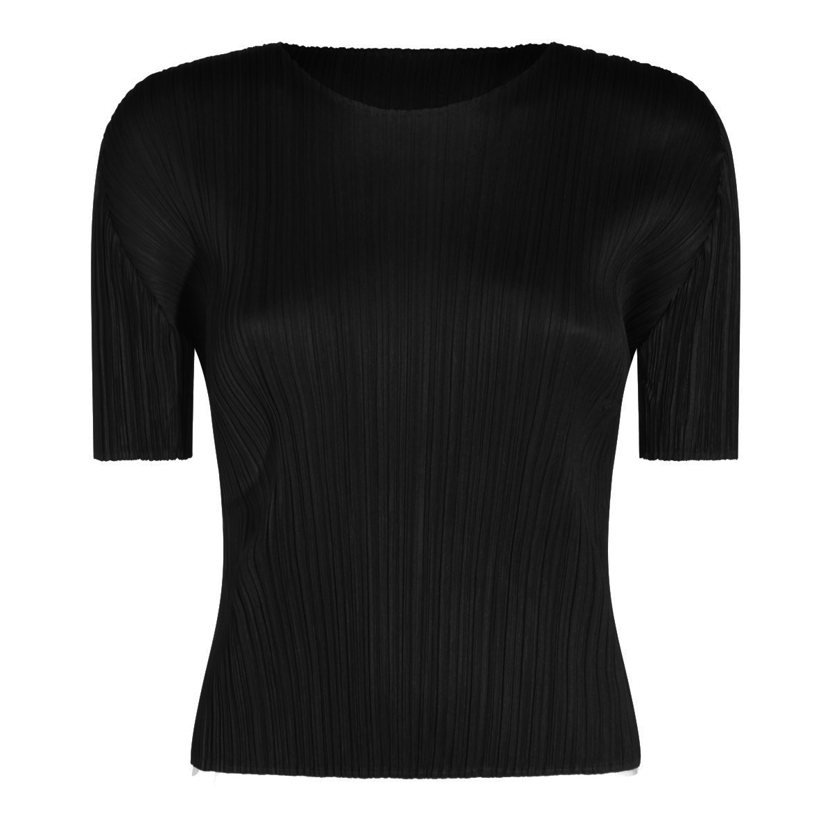 BLACK PLEATED T-SHIRT