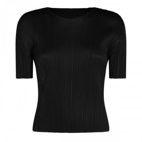 BLACK PLEATED T-SHIRT