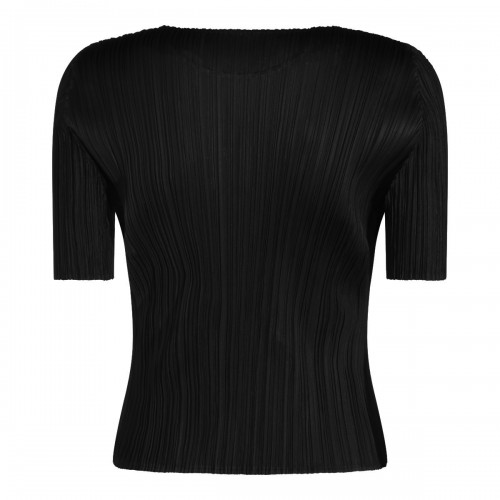 BLACK PLEATED T-SHIRT