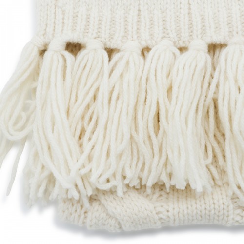 CREAM WOOL BLEND KNITTED SCARF 2