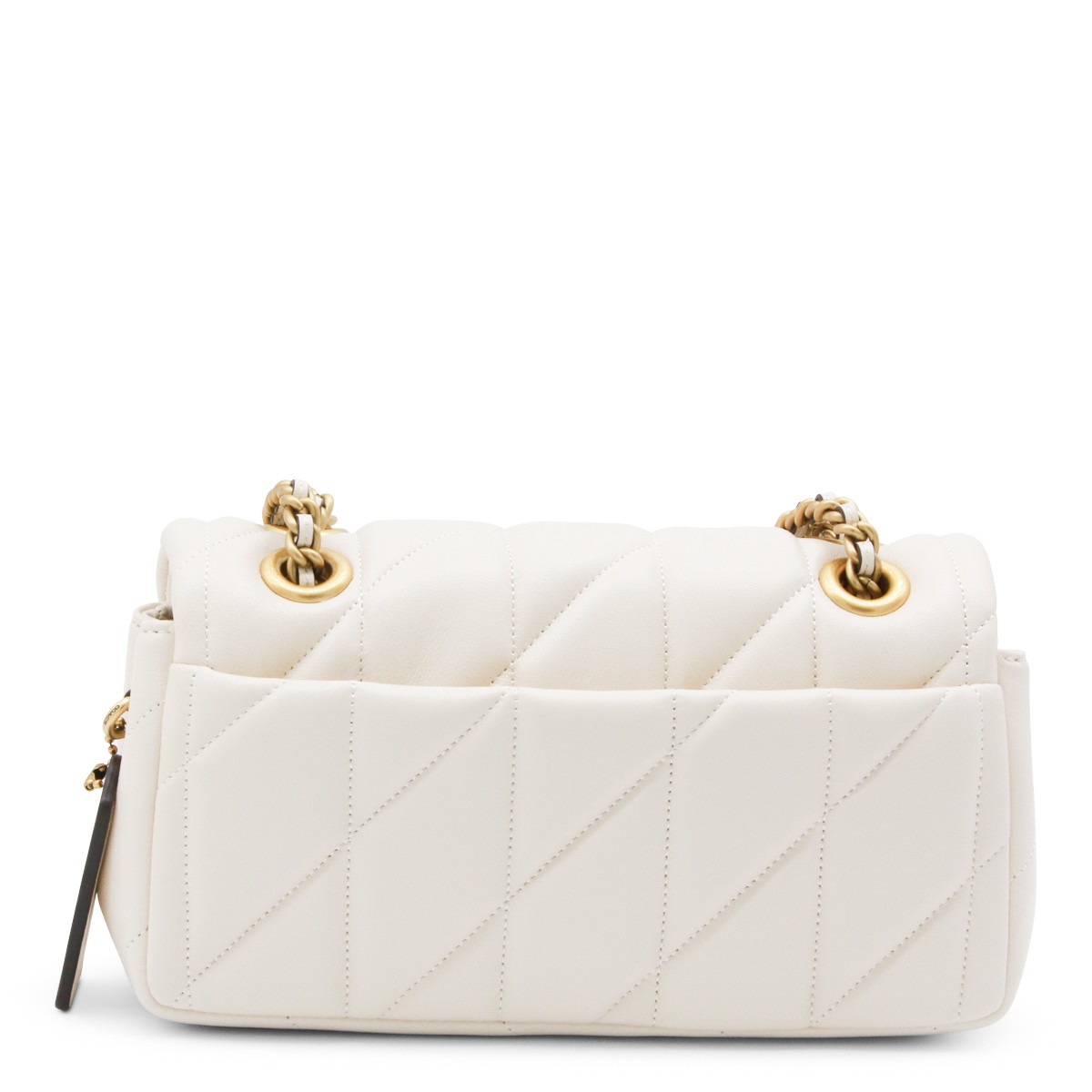 WHITE LEATHER QUILTED TABBY SHOULDER...