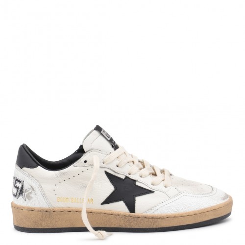 WHITE AND BLACK LEATHER BALL STAR LOW TOP SNEAKERS