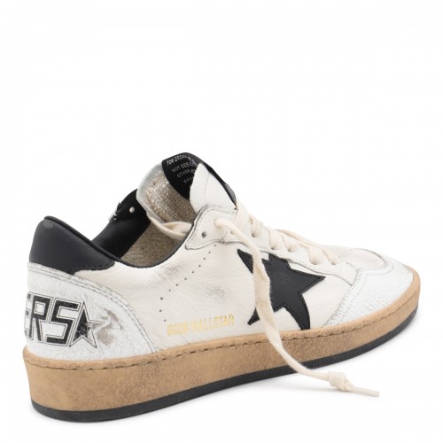 WHITE AND BLACK LEATHER BALL STAR LOW TOP SNEAKERS
