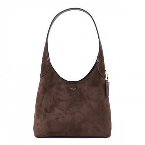 DARK CHOCOLATE SUEDE BROOKLYN SHOULDER BAG