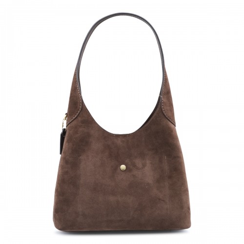 DARK CHOCOLATE SUEDE BROOKLYN SHOULDER BAG