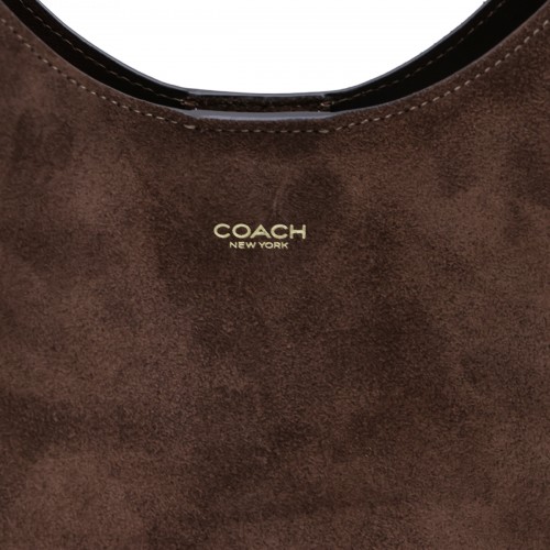 DARK CHOCOLATE SUEDE BROOKLYN SHOULDER BAG
