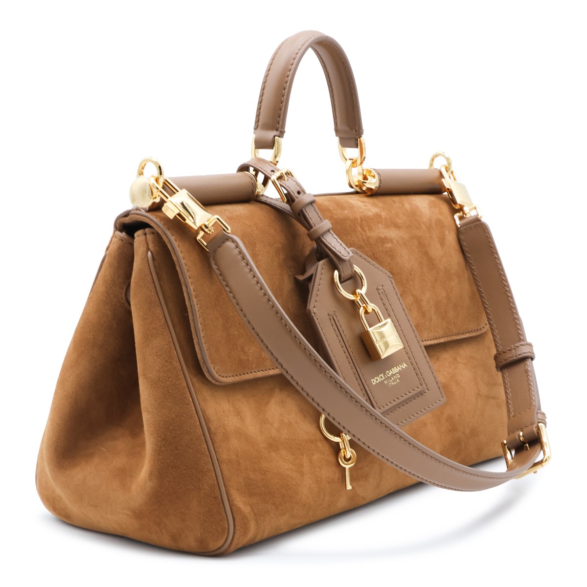 CAMEL LEATHER TOP HANDLE BAG