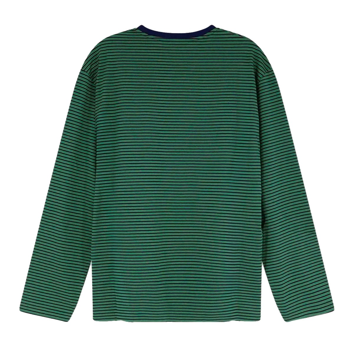 NAVY AND GREEN COTTON STRIPED T-SHIRT