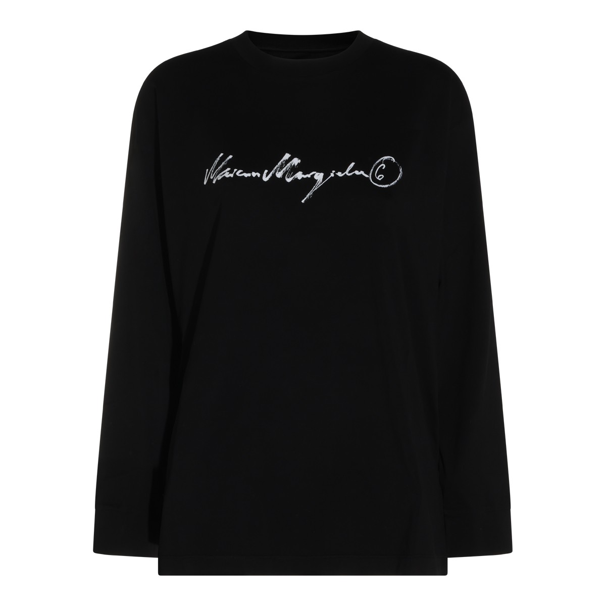 BLACK COTTON HANDWRITTEN T-SHIRT