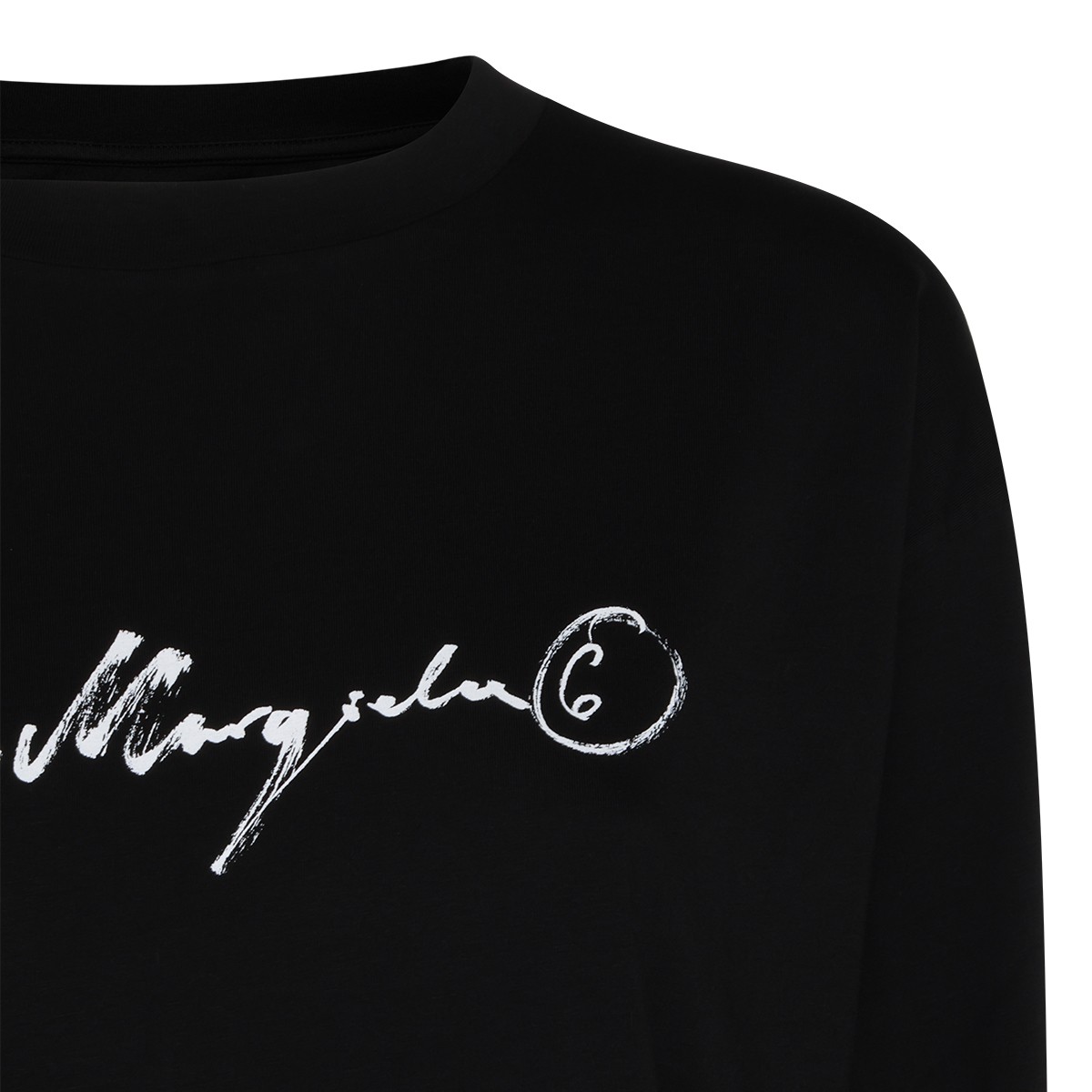 BLACK COTTON HANDWRITTEN T-SHIRT
