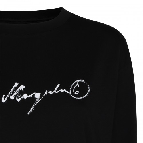 BLACK COTTON HANDWRITTEN T-SHIRT