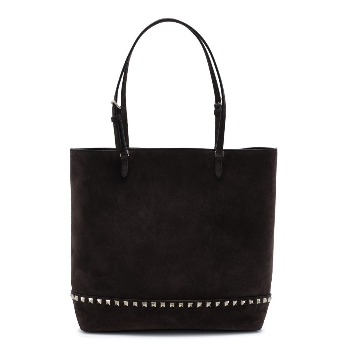 BROWN SUEDE ROCKSTUD TOTE