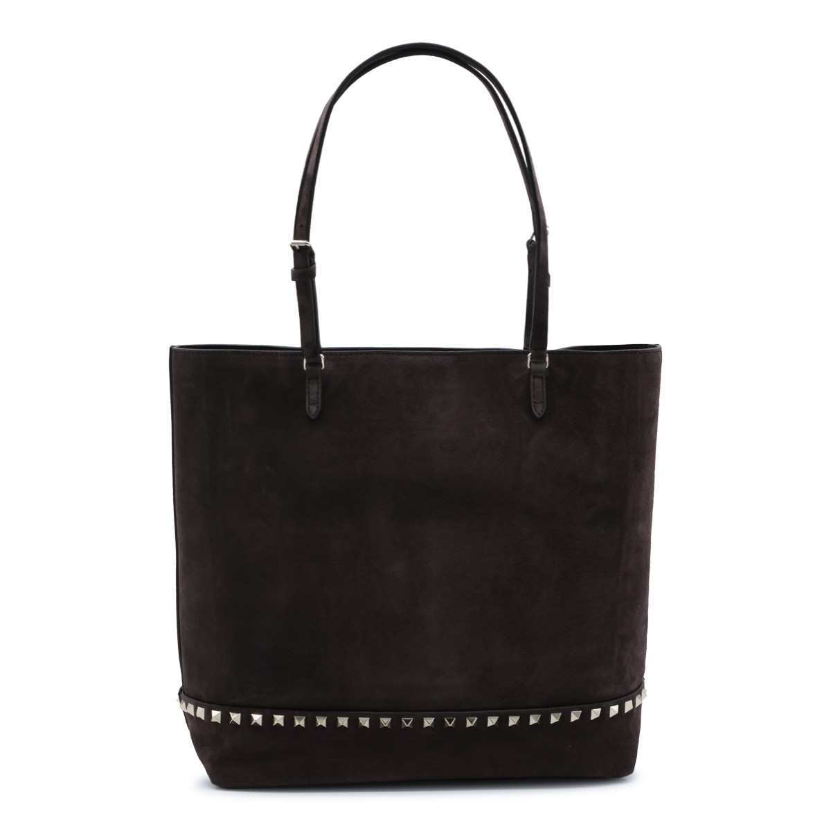 BROWN SUEDE ROCKSTUD TOTE