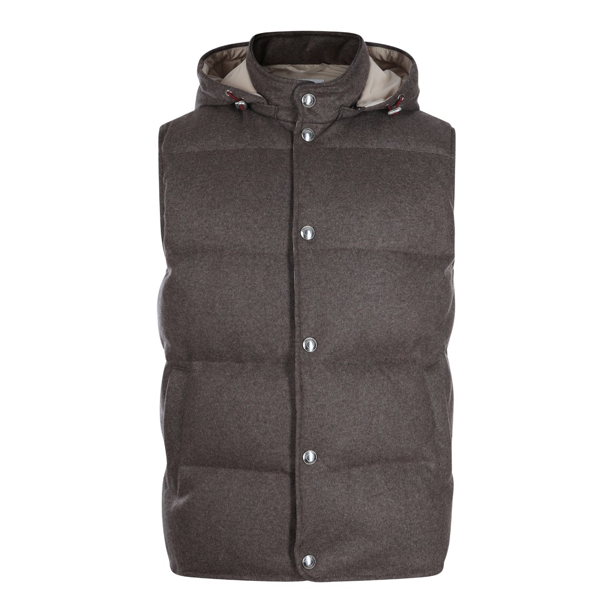 DARK BROWN WOOL VEST DOWN JACKET