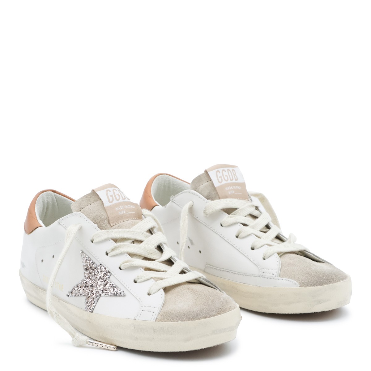 WHITE BEIGE AND BROWN LEATHER...