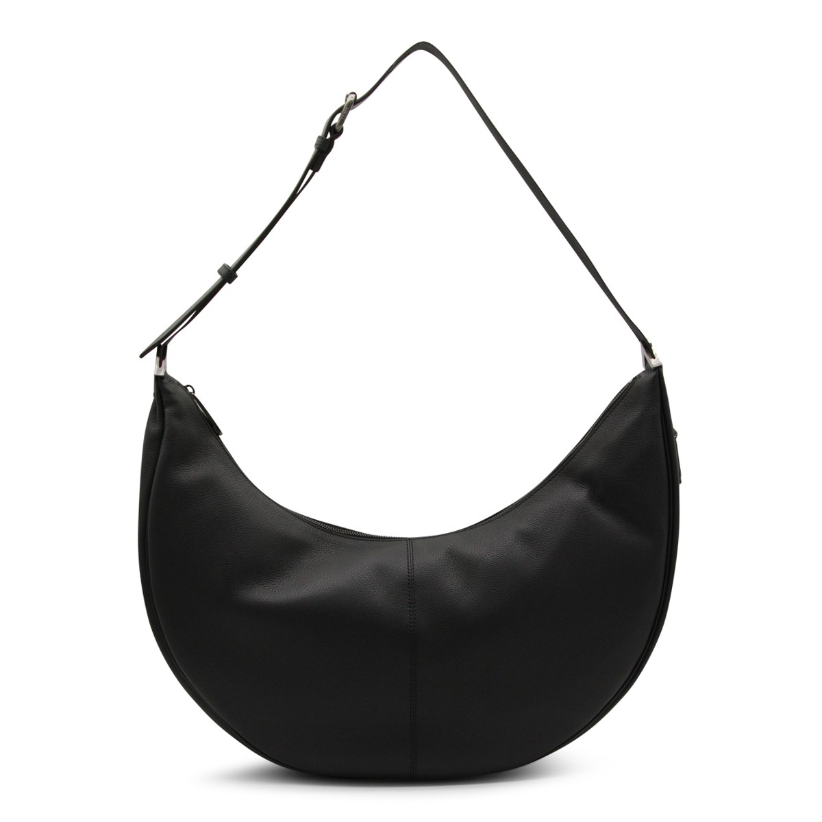 BLACK LEATHER MELON LARGE SHOULDER BAG