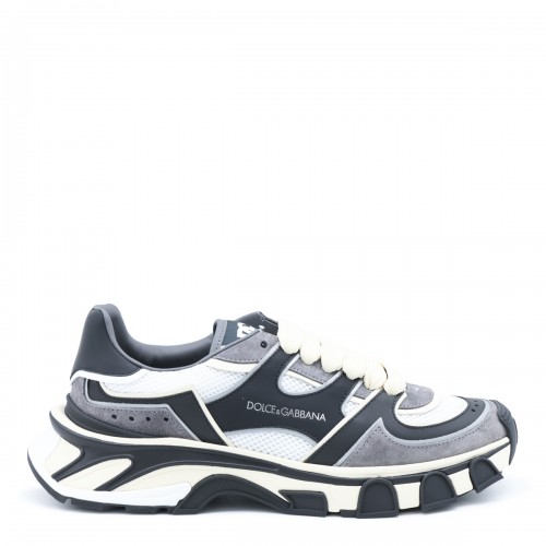 WHITE AND GREY LEATHER...