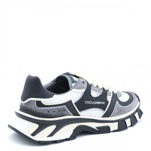 WHITE AND GREY LEATHER SNEAKERS