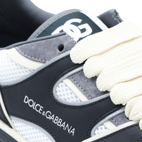 WHITE AND GREY LEATHER SNEAKERS