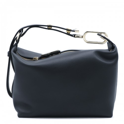 BLACK LEATHER FLO TOP HANDLE BAG