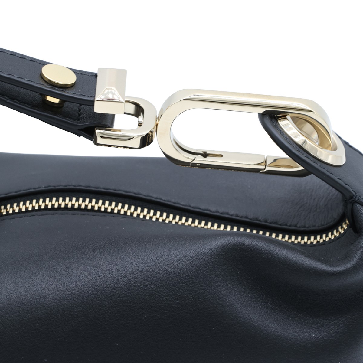 BLACK LEATHER FLO TOP HANDLE BAG