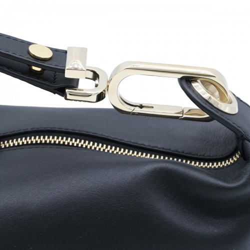BLACK LEATHER FLO TOP HANDLE BAG