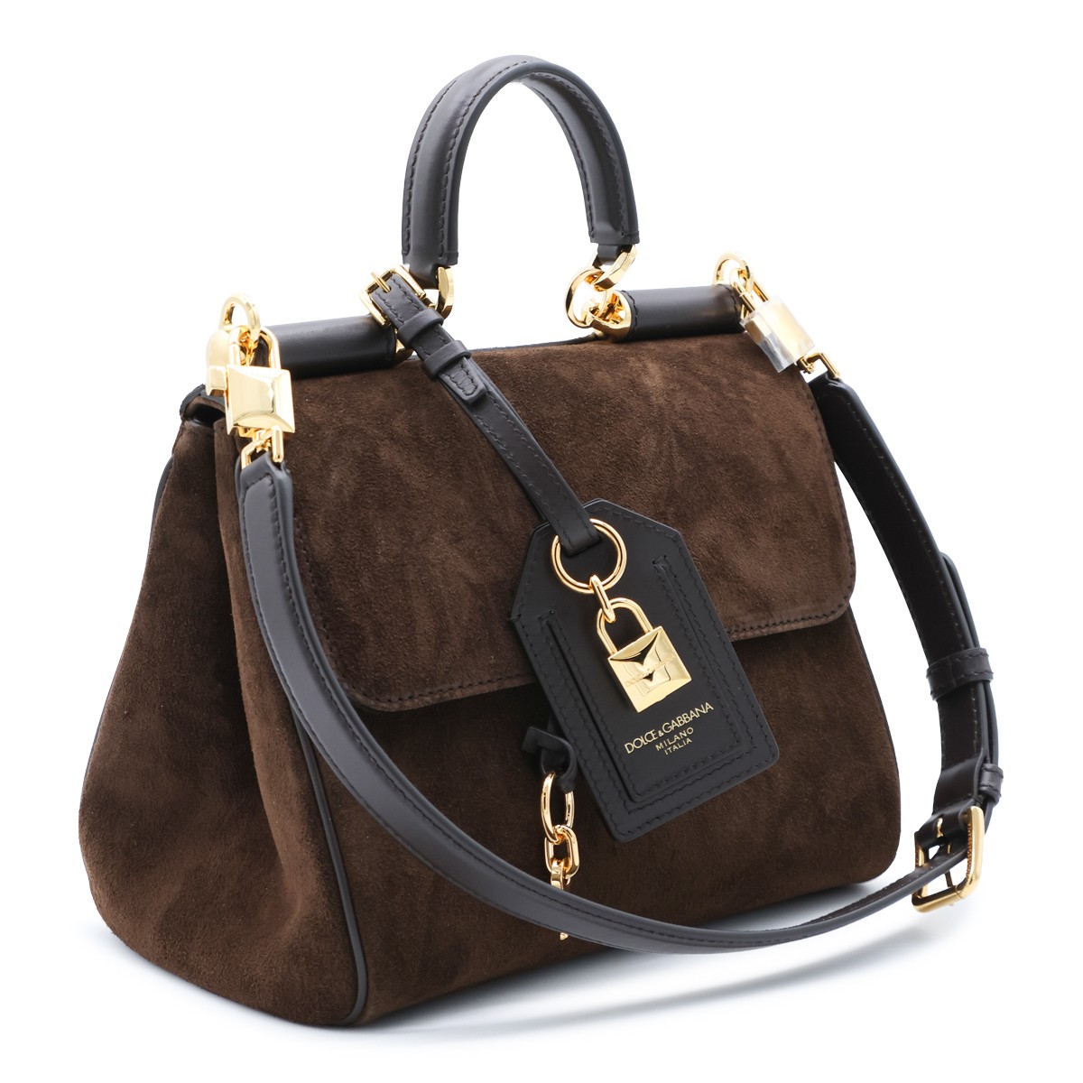 BROWN LEATHER TOP HANDLE BAG