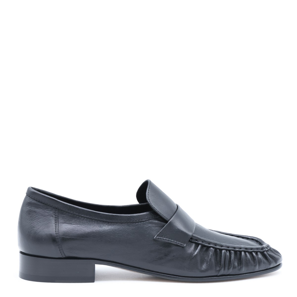 BLACK LEATHER SOFT LOAFERS