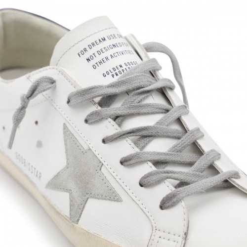 WHITE AND GREY LEATHER SNEAKERS