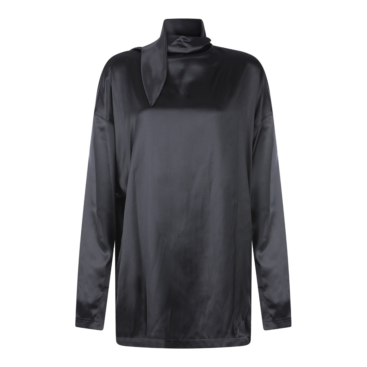 BLACK SILK KNOT COLLAR TOP