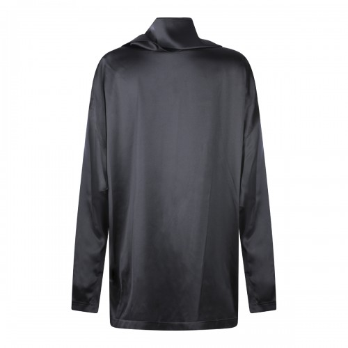 BLACK SILK KNOT COLLAR TOP