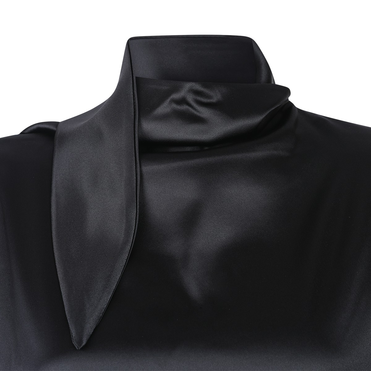 BLACK SILK KNOT COLLAR TOP