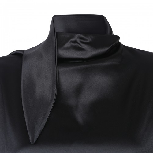 BLACK SILK KNOT COLLAR TOP