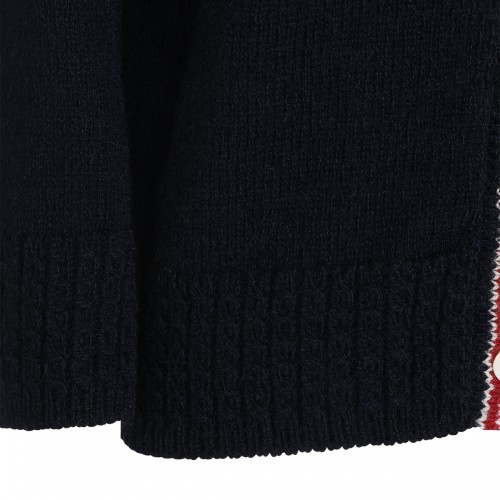 NAVY WOOL AND MOHAIR BLEND HECTOR CARDIGAN